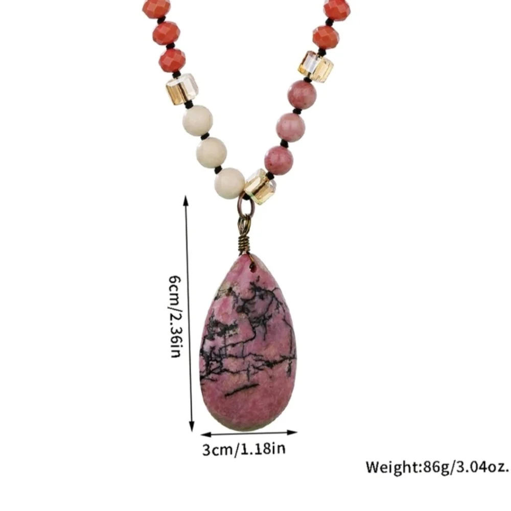 🩷🖤NEW🩷🖤 ELEGANT!! STRAWBERRY QUARTZ BoHo Sweater Necklace